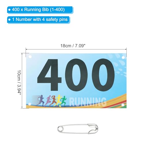 PATIKIL Tearproof Running Bib Numbers, Race Competitor Numbers - size: 7x4 Inch, style: 1-400