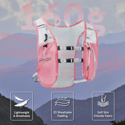 Runlight Running Vest for Women Men, Adjustable Hydration Backpack Breathable Reflective with 1.5L Water Bladder for Hiking, Trail, Running, Marathons, Cycling - color: Pink