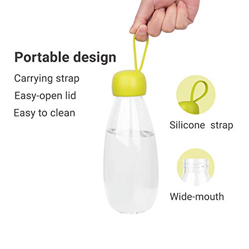 emoi BPA Free Water Bottle, 16oz/480ml Cute Water Bottle with Carrying Strap, Ideal for Kids Boys Girls Students Women Healthy Hydration-Green - color: Green Cap, size: 16 Ounces