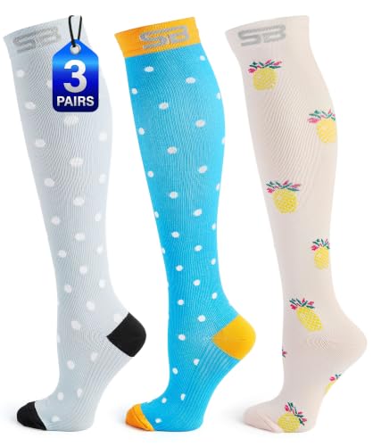 SB SOX 3-Pair Compression Socks (15-20mmHg) - color: 10 – Multi-color, size: S/M