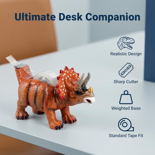 Triceratops Dinosaur Tape Dispenser Resin Heavy Duty Cute Desk Stationery