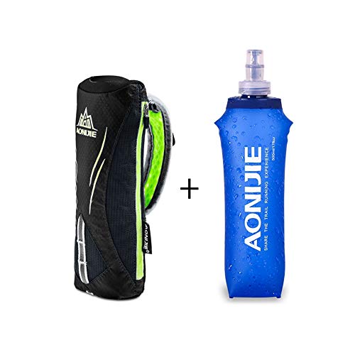 AONIJIE Running Water Bottle Handheld Hydration Pack with 500ml Soft Flask - color: Black