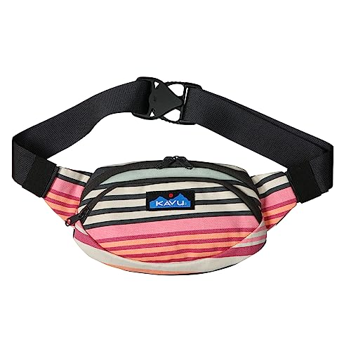 KAVU Canvas Spectator Belt Bag, Cotton Fanny Pack for Travel - color: Midsummer Stripe