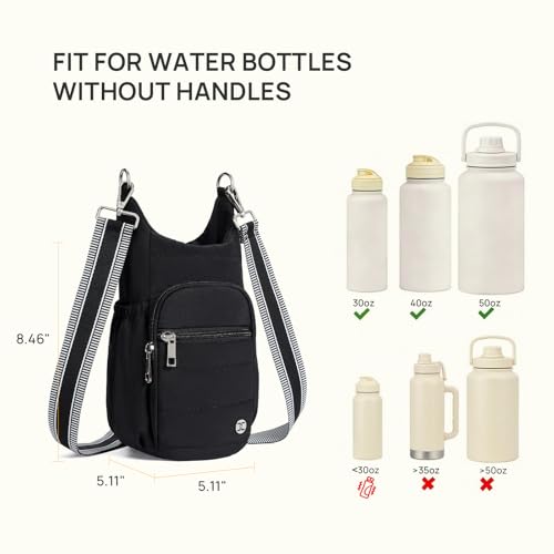 Telena Water Bottle Holder with Strap RFID Crossbody Bags for Women - color: Black