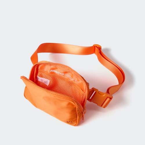 Pander Nylon Fanny Pack for Women, Two-Way Zipper Crossbody Bag - color: Dark Orange