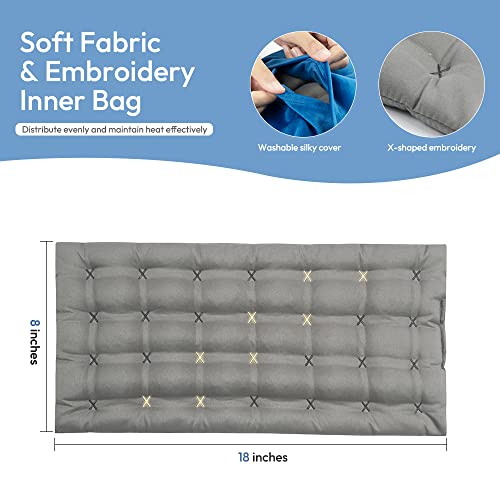 Microwavable Heating Pad with Washable Cover, 8 x 18 Microwave Heating Pad for Neck and Shoulders, Moist Heat Bean Bag Warm Compress for Knee, Joints, Wrist, Abdomen (Light Blue) - color: 8 X 18" Light Blue - 1 Pack