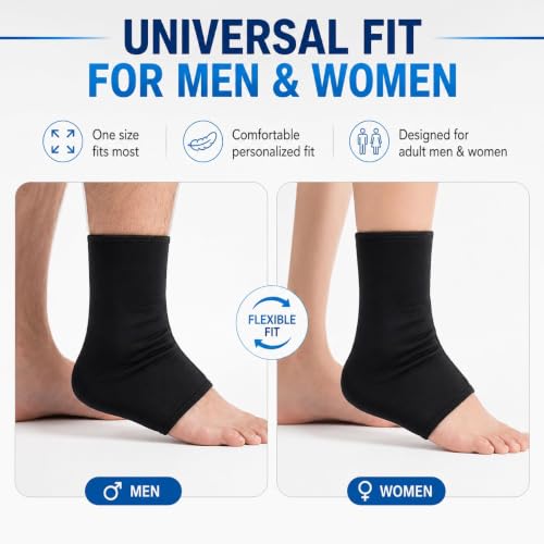Reusable Ankle Ice Pack Wrap - Cold & Hot Gel Compression Sleeve for Achilles Tendonitis, Plantar Fasciitis, Sprained Ankle & Swelling Relief - Ice Pack for Foot and Ankle Pain, Men & Women