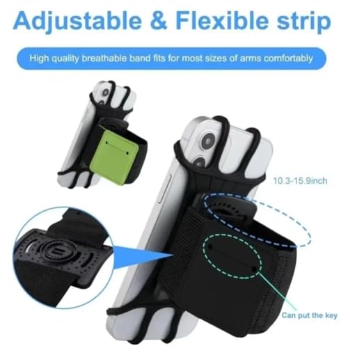 360 Degree Rotation Adjustable Phone Holder Armband Outdoor Sports Bike Cycling Detachable Silicone GPS Mount barracket Stand (Black)