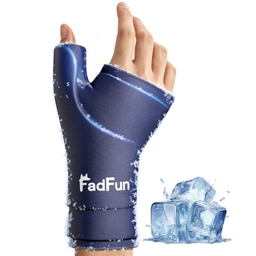 Wrist & Thumb Ice Pack Wrap- Upgraded Reusable Hot Cold Compress Hand Ice Pack for Carpal Tunnel Pain Relief, Tendonitis, Sports Injuries Swelling,Man&Woman, Size S/M,Blue - size: S/M-Pro Max
