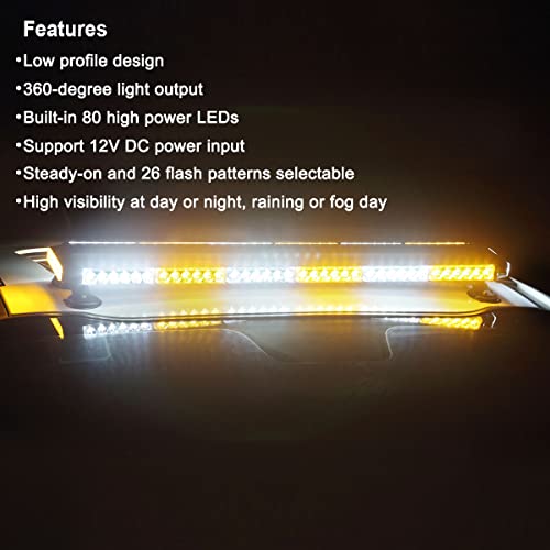 WOWTOU Roof Top Strong Magnetic LED Amber White Emergency Strobe Light Bar - color: Amber / White