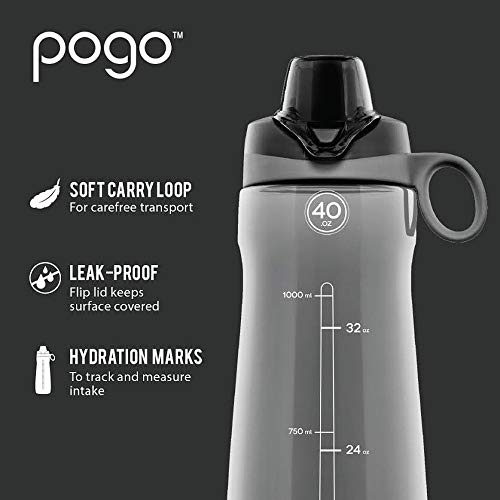 Pogo BPA-Free Plastic Water Bottle with Chug Lid, 40 Oz, Blue - color: Blue, size: 40 Ounces