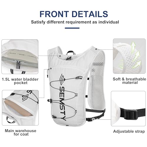 Running Hydration Vest 5L, Running Vest Pack with 1.5L Water Bladder - color: White