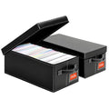 DVD Storage Box – Black Faux Leather DVD Case with Lid – DVD Shelf Organizer for 25 Standard DVD Cases – Foldable & Stackable Media Storage Solution-2Pack - size: DVD-2Pack