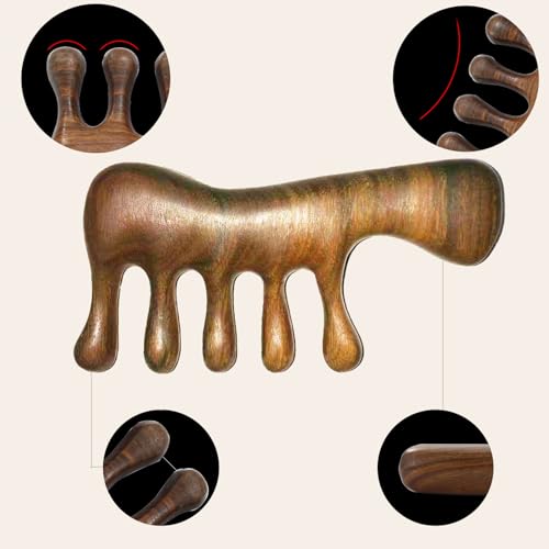 OULIGET Wood Gua Sha Massage Tools Set,Scraping Scalp Massage Comb,Natural Wooden Gua Sha Tool,Scraping Tool. (Handle Wooden Comb) - style: Handle Wooden Comb