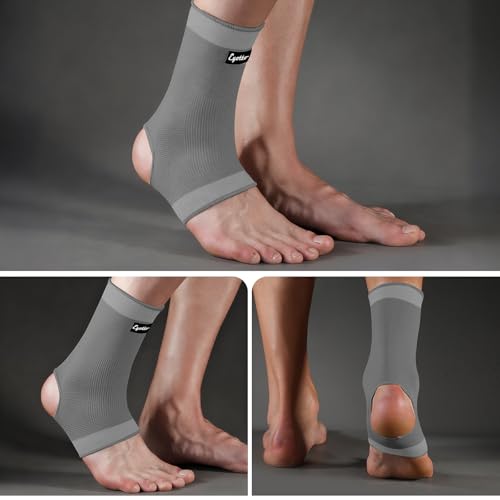 eYotto Ankle Compression Sleeve, Ankle Brace Socks for Men & Women (1 Pair) - color: Gray, size: Medium
