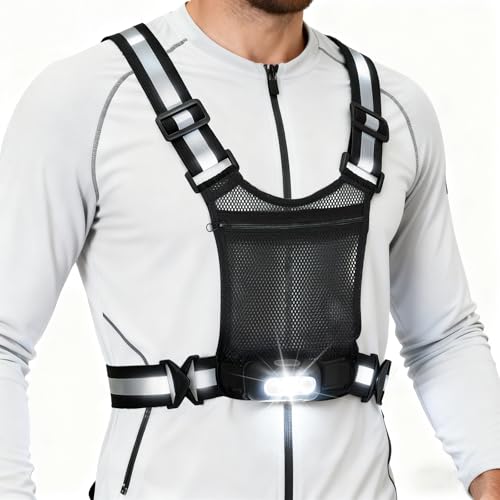 Gesture Sensing Running Light Reflective Vest with Pouch (Black) - color: black