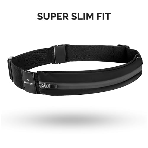 No-Bounce Slim & Secure Running Belt, Fits ALL Phones, Keys, Cards, Gels - color: 2. Black
