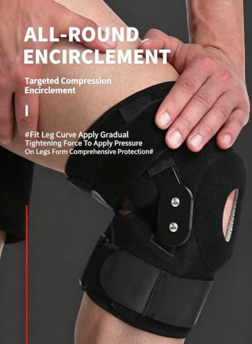 Hinged Knee Brace for Men Women, Adjustable Compression Knee Seeve Patellar Tendon Support Strap, Knee Support Meniscus Knee Brace Knee Brace with Side Stabilizers Knee Brace for Meniscus Tear, Rodilleras Para Dolor de Rodillas (X-Large) - size: X-Large
