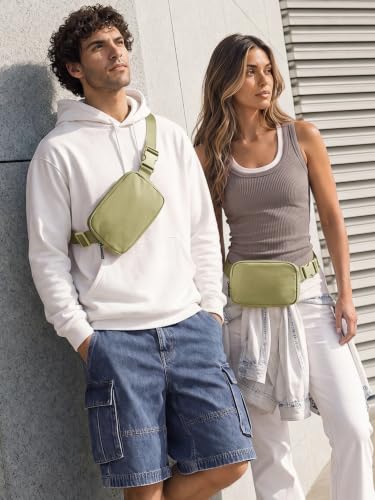 ODODOS Unisex Mini Belt Bag with Adjustable Strap Small Fanny Pack for Workout Running Traveling Hiking, Khaki Green - color: Khaki Green