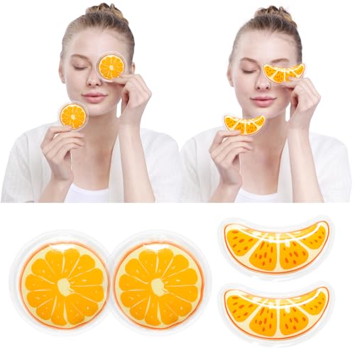 4PCS Gel Eye Ice Pack Set Reusable, Cold and Hot Compress for Eyes - color: Oranges