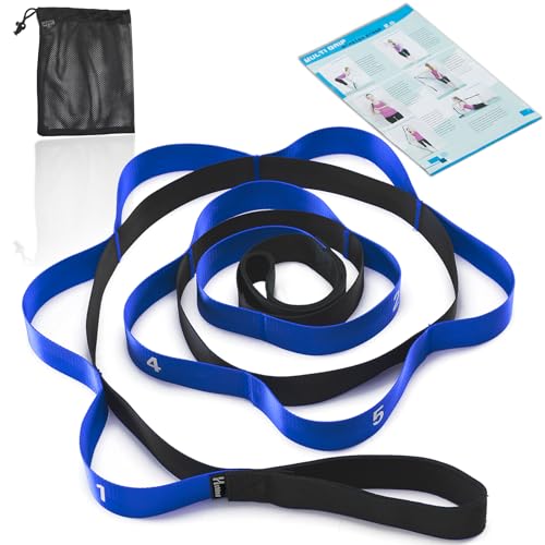 Stretching Strap with Loops, Leg Stretch Bands for Exercise, Yoga Strap for Physical Therapy, Fascia Stretcher Belt