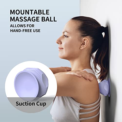 Mountable Self-Massage Ball Handfree with Suction Cup,Deep Tissue Back Sore Muscle Knot Massager,Myofascial Release,Manual Massage Balls, Foot Plantar Fasciitis, Back Stress Relief - Purple - color: Purple