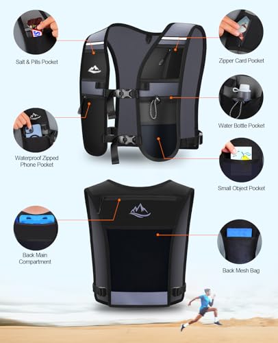 Running Vest for Women Men, Lightweight Breathable Hydration Vest with Large Compartment, Reflective Running Hydration Vest, Run Water Vest for Hiking Cycling Marathon Trail Jogging Race - size: Medium