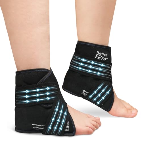 Ankle Ice Pack Wrap with Compression – Reusable Cold Gel Pack for Foot and Achilles, Dual Strap Design with Soft Plush Lining, Flexible Cold Therapy for Ankle Support - 2 Packs - style: 2 Packs