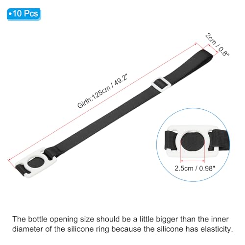 PATIKIL Water Bottle Lanyard, Adjustable Holder Shoulder Strap with Ring Buckle Carrier Clips for Walk Outdoor - color: Black/White