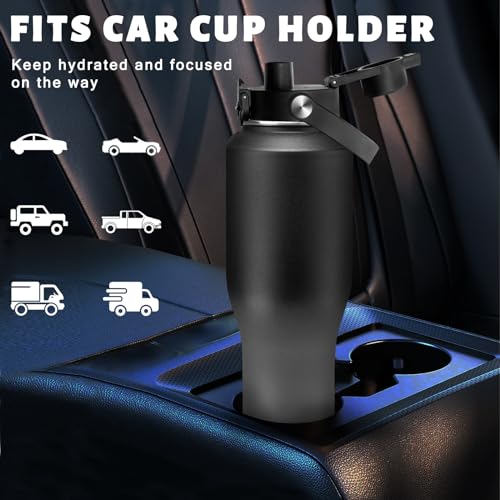 40oz Insulated Water Bottle with Carrier Bag, Fit Car Cup Holder Travel Mug - color: Shadow, size: 40 Ounces