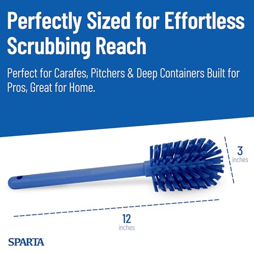 SPARTA Large Water Bottle Brush Ideal for Wide-Mouth Jars, Bottles and Tumblers, Dishwashing Tool with Handle for Home and Commercial Kitchens, Plastic, 12 Inches, Blue - color: Yellow