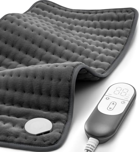 VALGELUIK Heating Pad for Back Pain Relief, 12"x24" Electric Heat Pad Gifts - color: Deep Gray, size: 12 Inch x 24 Inch