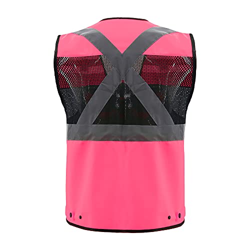 Safety Vest High Visibility Reflective Construction Vest for Men - color: Pink, size: 3X-Large