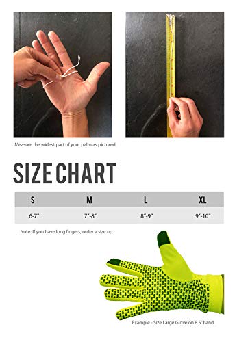 ReflecToes Reflective Winter Running Gloves, Hi Vis Neon Traffic Gloves Men - color: Yellow, size: Large