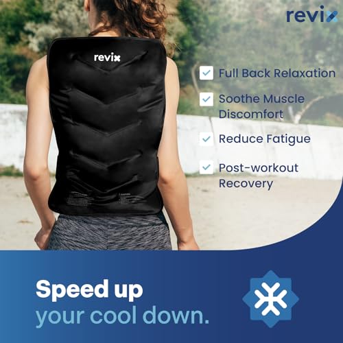 REVIX Extra Large Ice Pack for Back, 13” x 21” Reusable Gel Cold Pack Wrap - color: Black