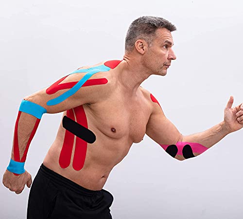 Kinesiology Mixed Set of 3 Units from axion | Different Waterproof Colours | Skin-Friendly Elastic Self-Adhesive Bandage Physio Tape | Ideal for Sports and Everyday Use, Soccer Tape - color: Mixed / 3 Rolls
