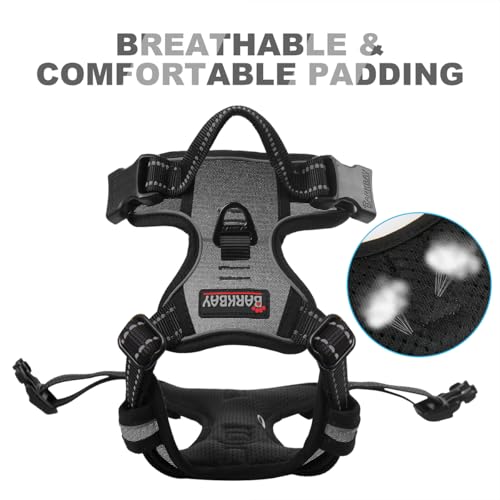 BARKBAY Dog Harness No Pull for Small Sized Dog Front Back Clips,Dog Vest - color: Dark Grey, size: X-Small(Chest:15.5-19.5”)