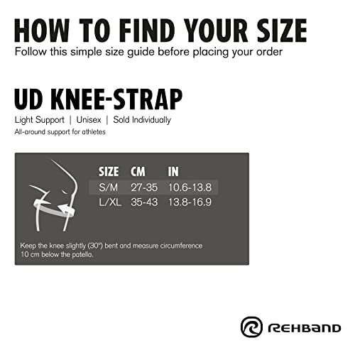 Rehband Patella Tendon Brace Sport, Patella Knee Strap with Pressure Pad, Patellar Tendon Band for Running, Soccer, Handball, Tennis, Colour:Black, Size:Large/X-Large - size: L - XL