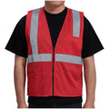 AYKRM 2 Pocket Mesh High Visibility Reflective Safety Vest for men & Women ANSI/ISEA 107 Standards - color: Red, size: Small