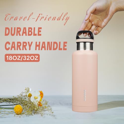 BJPKPK 32oz Insulated Water Bottle Stainless Steel Water Bottle with Handle - color: Peach, size: 32 Ounces