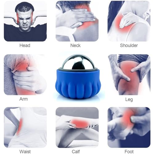 Massage Ice Roller Ball Cold & Heat Therapy Tissue Relief Muscle Recovery - color: Blue and Gray
