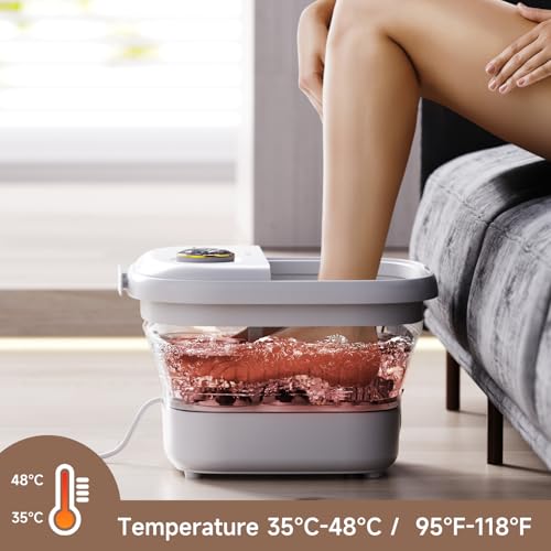 KASJ Collapsible Foot Spa Electric Rotary Massage with Heat,Bubble and Jet
