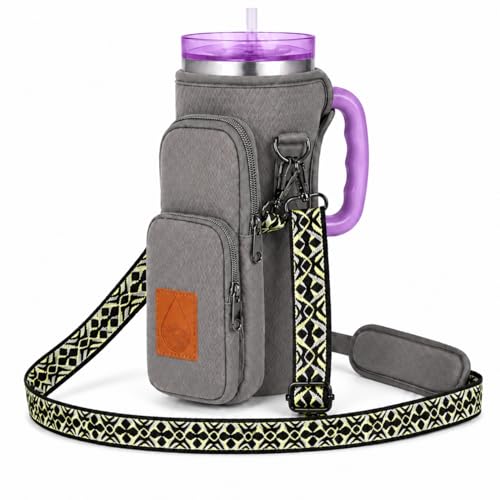 Water Bottle Holder with Strap for Women - color: Grey