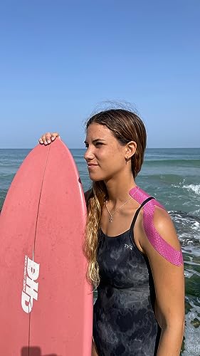 FlexU Kinesiology Tape - Pink, Bulk Pack (140 Pre-Cut Strips, 35m) - Athletic Support Tape for Knee, Shoulder & Wrist - Waterproof, Latex-Free, Hypoallergenic - color: Pink Pre-cut