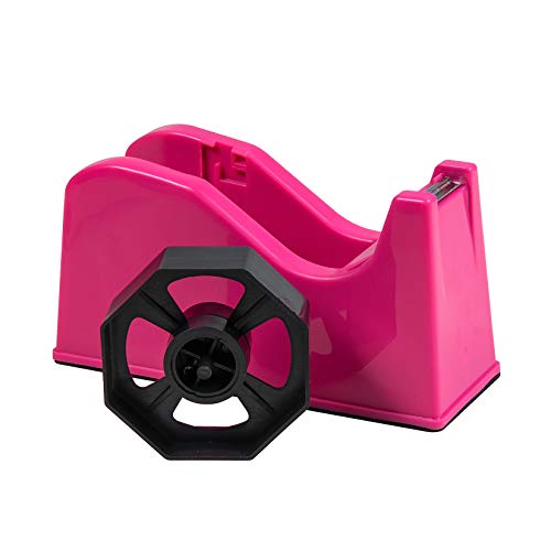 Desktop Tape Dispenser Adhesive Roll Holder (Fits 1" & 3" Core) with Weighted Nonskid Base (2Pack-Rose red) - color: 2pack-rose Red