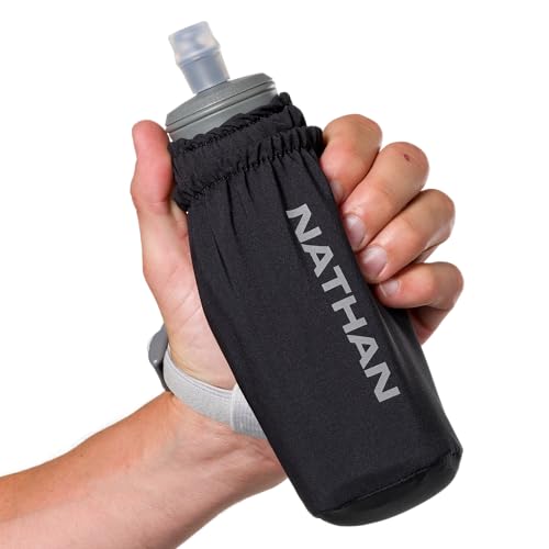 Nathan Pinnacle 14 oz Soft Flask Handheld Water Bottle, BPA-Free with Bite Valve, Black, OSFM - color: Black, style: 14oz