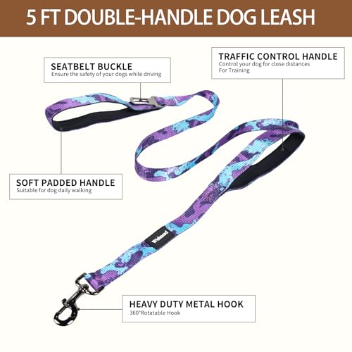 No Pull Dog Harness and Leash Set with Seatbelt Clip,Camo Purple,XL - color: No Reflective-Camo Purple, size: XL:Belly Chest-30.6''-39.2''
