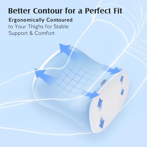 YFONG Knee Pillow for Side Sleepers, Breathable Memory Foam Leg Pillow Blue