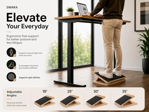Swara 12.6″ Wooden Slant Board for Calf Stretching & Exercise (Board only) - size: 12.6 Inch