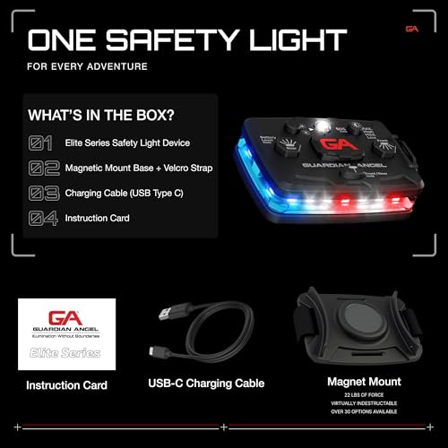 Guardian Angel Elite Safety Light - Red/Blue/White Front & Red/Blue Rear - color: Elite Blue/Red, size: 1-Pack